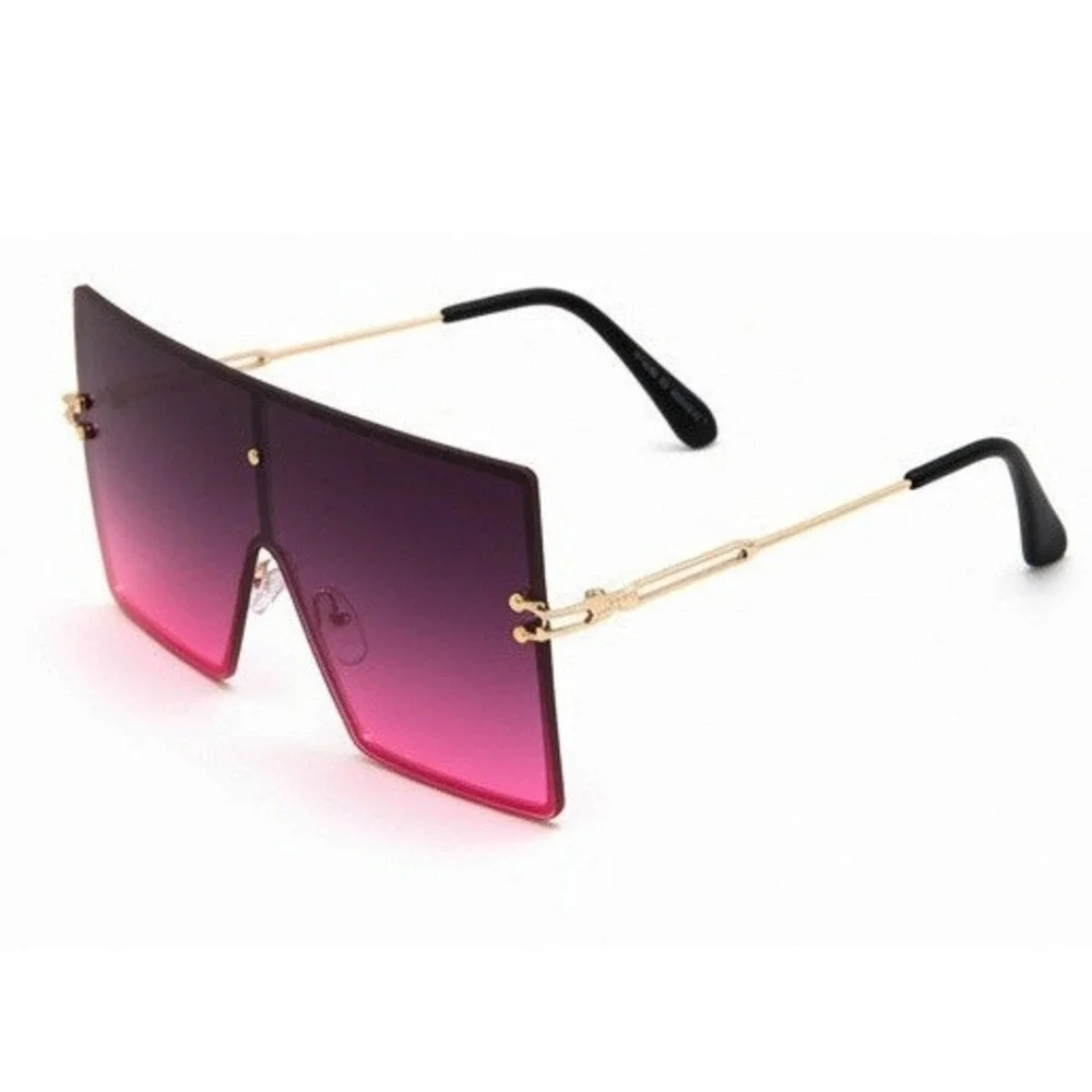 Oversized‎ WOmen Luxury Square Shield Sunglasses Trendy Gold Frame UV400 Large